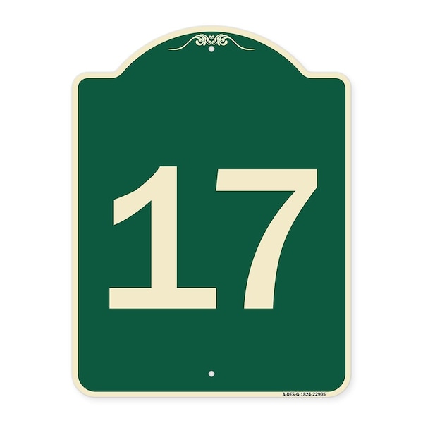 Signmission Sign with Number 17 Heavy-Gauge Aluminum Architectural Sign, 24" x 18", G-1824-22905 A-DES-G-1824-22905 - main